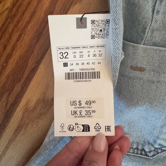 Zara Crop Wide Leg Jeans size 0 - Picture 6 of 6